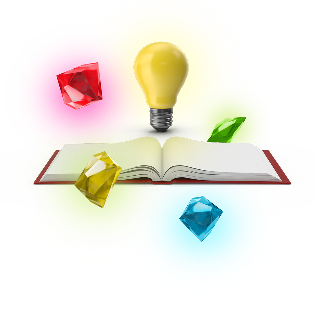 A book and a lightbulb, illustrating how content can help you rank in AI searches.